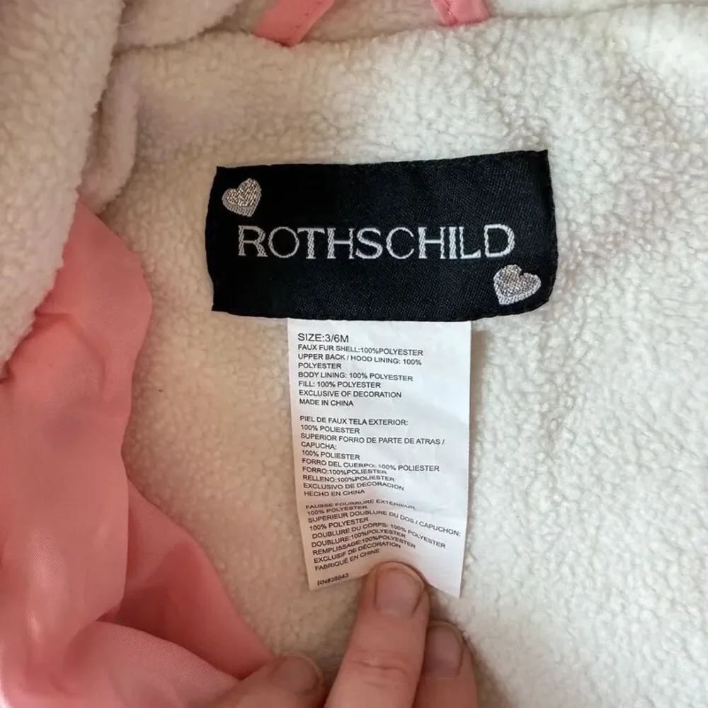 Rothschild Bunting Snowsuit Pink Ribbed Fleece Size 3-6m